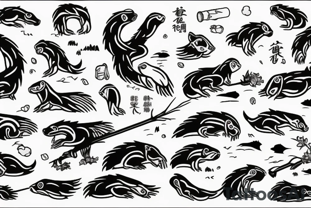 Beaver with stick and water tattoo idea