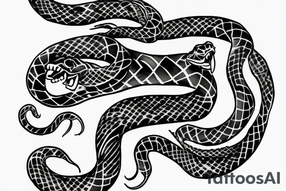 snake wrapped around panther tattoo idea