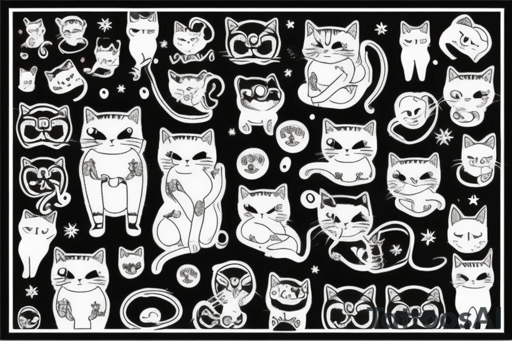 black cat with a funny sweater tattoo idea