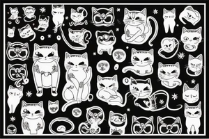 black cat with a funny sweater tattoo idea