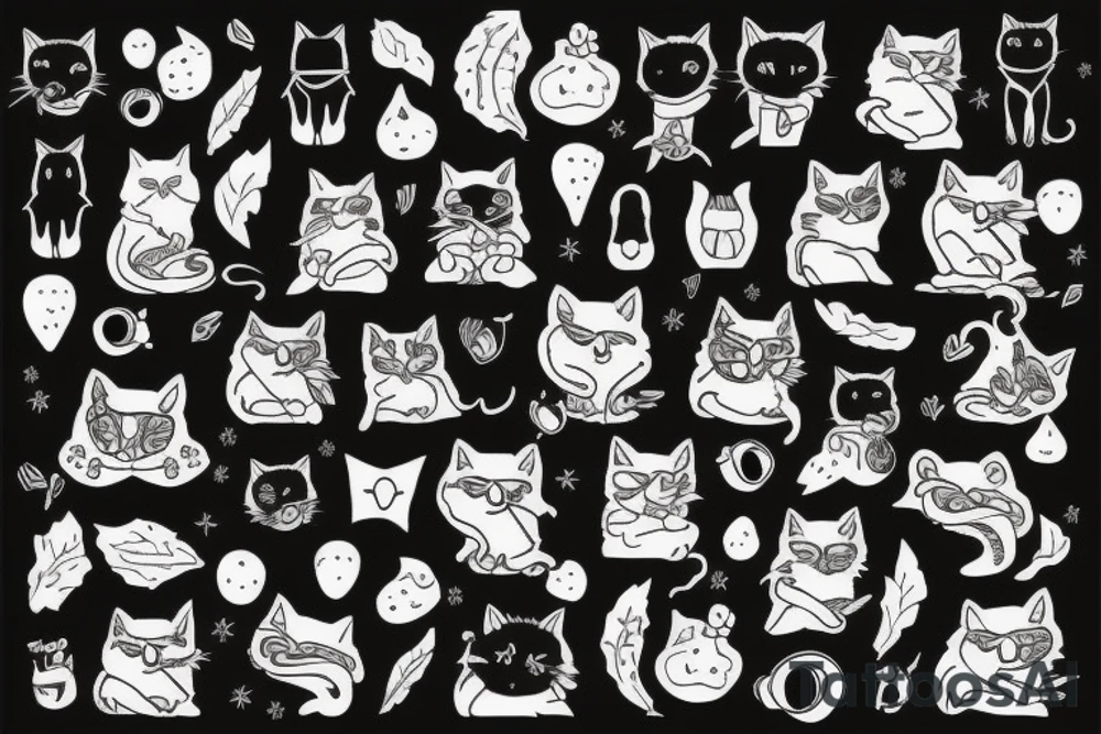 black cat with a funny sweater tattoo idea