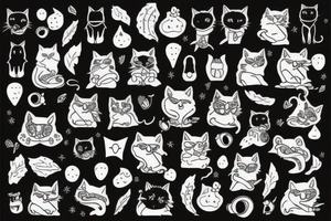 black cat with a funny sweater tattoo idea