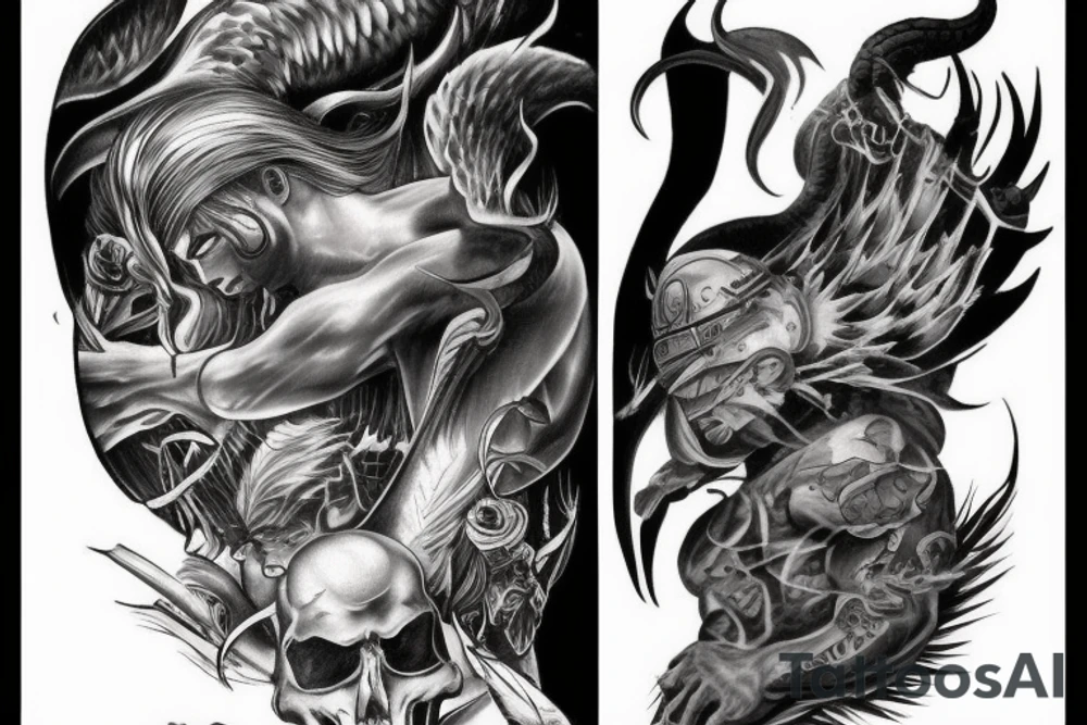 Battle between good and evil tattoo idea