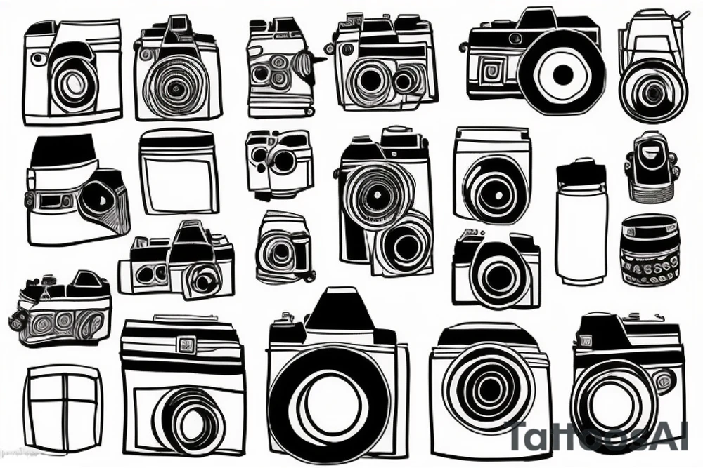 photography camera geometric tattoo idea