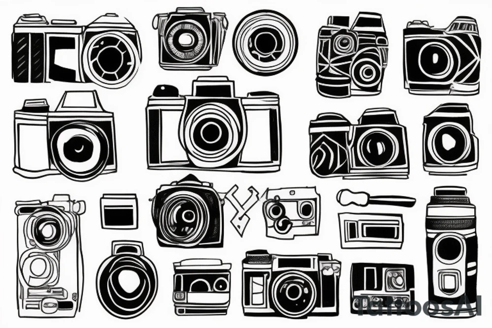 photography camera geometric tattoo idea