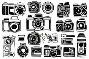 photography camera geometric tattoo idea