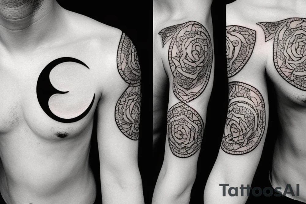 half moon on chest tattoo idea