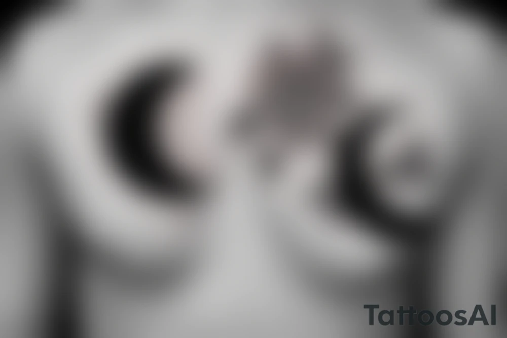 half moon with flowers on the chest tattoo idea