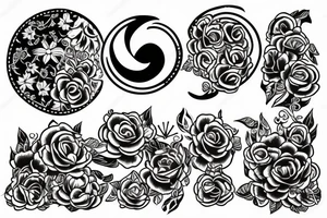 half moon with flowers on the chest tattoo idea