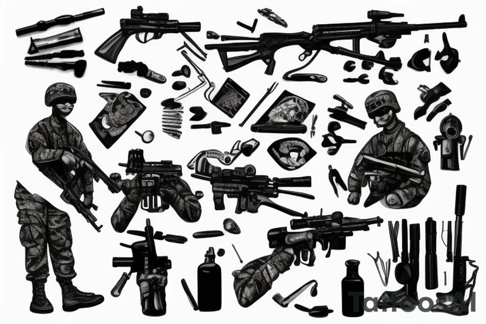 Army soldier with M249 tattoo idea