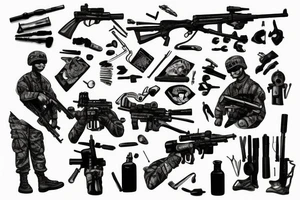 Army soldier with M249 tattoo idea