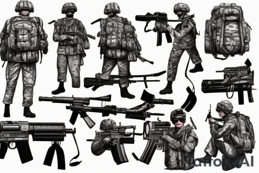 Army soldier with M249 tattoo idea