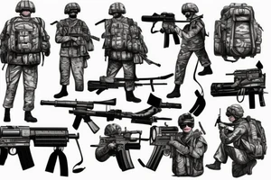 Army soldier with M249 tattoo idea