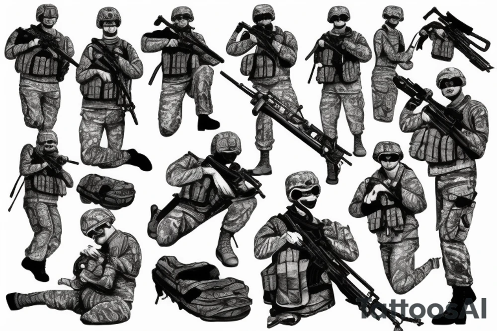 Army soldier with M249 tattoo idea