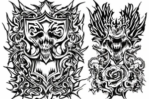 Castle gates on fire and falling apart tattoo idea