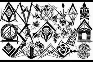 Castle gates on fire and falling apart tattoo idea