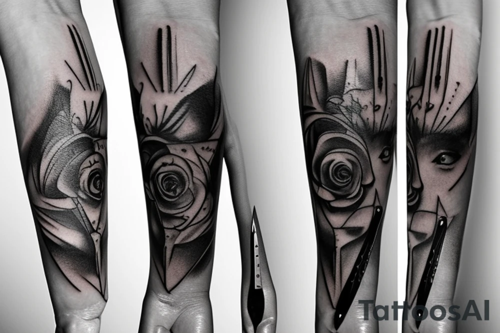 Hand with knife tattoo idea