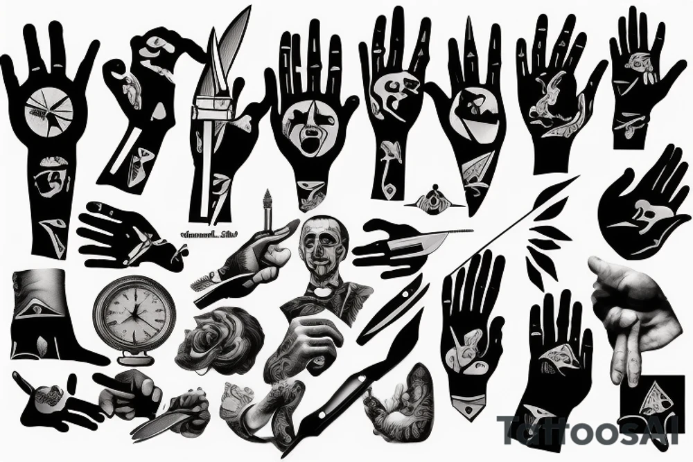 Hand with knife tattoo idea
