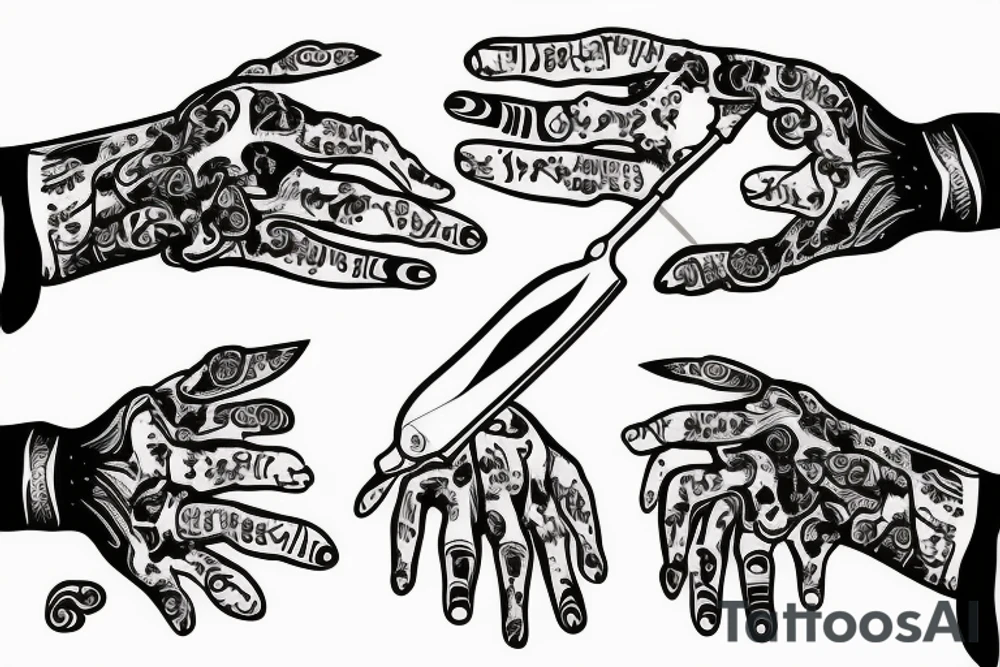 Hand with knife tattoo idea