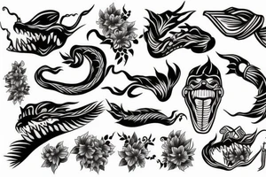 cobra head, flowers, dagger tattoo idea