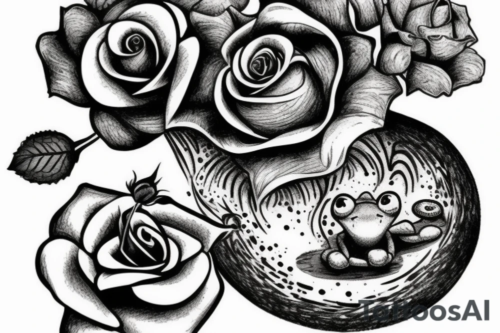 A toad holding a rose sitting in a mushroom tattoo idea A toad holding a rose sitting in a mushroom tattoo idea