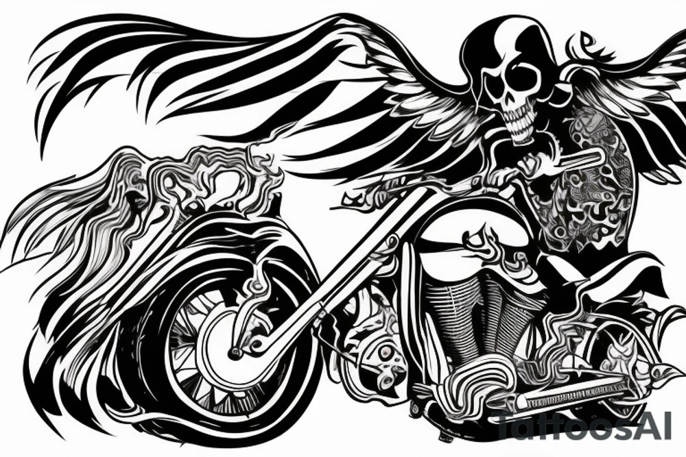 Grim reaper riding a sport bike motorcycle tattoo idea