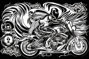Grim reaper riding a sport bike motorcycle tattoo idea