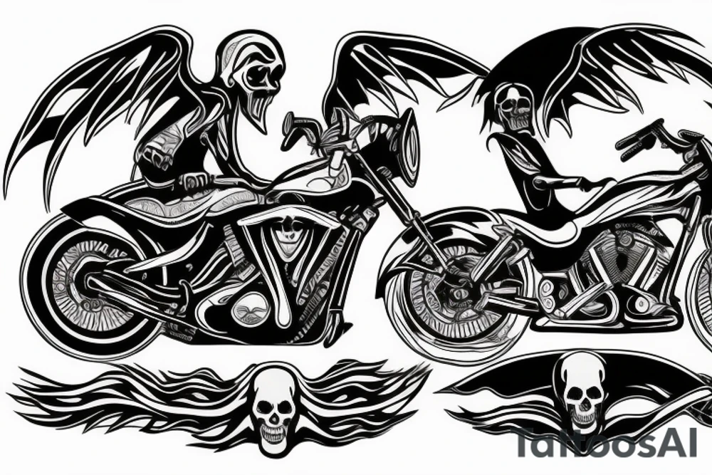 Grim reaper riding a sport bike motorcycle tattoo idea