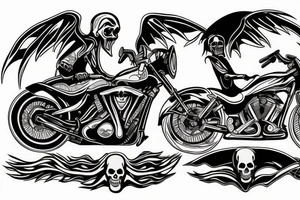 Grim reaper riding a sport bike motorcycle tattoo idea
