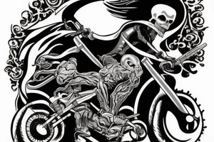 Grim reaper riding a sport bike motorcycle tattoo idea