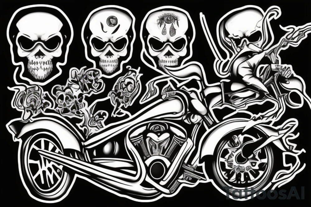 Grim reaper riding a sport bike motorcycle tattoo idea