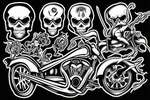 Grim reaper riding a sport bike motorcycle tattoo idea