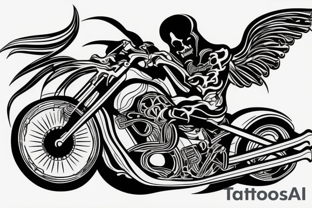 Grim reaper riding a sport bike motorcycle tattoo idea