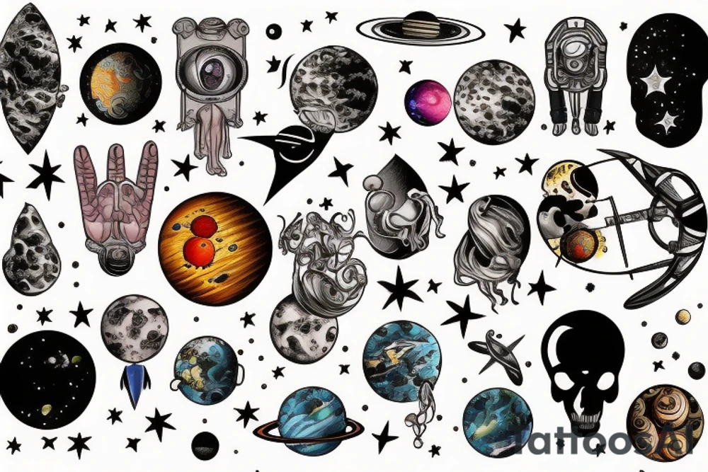 Space and planets tattoo idea