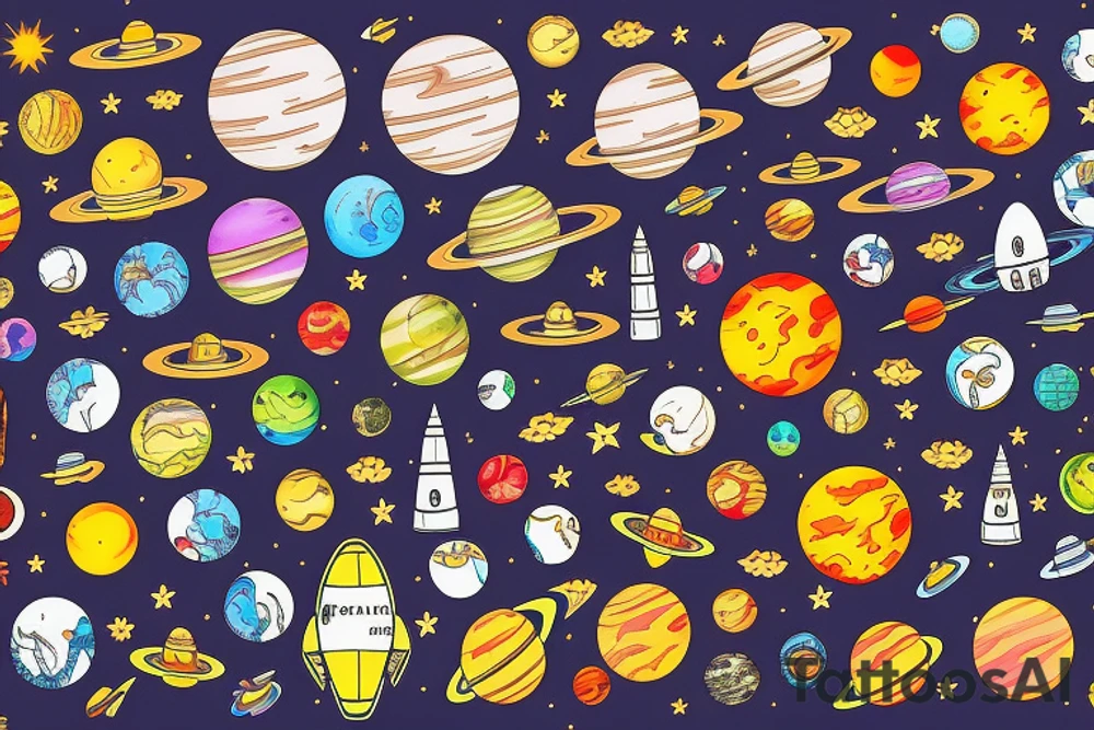 Space and planets tattoo idea