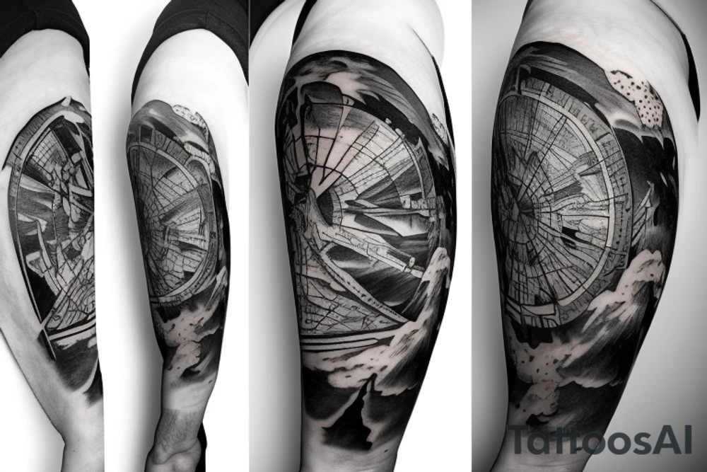 Shattered hollow earth tattoo with sky islands tattoo idea