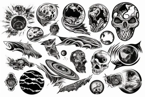 hollow planet tattoo with sky islands tattoo idea