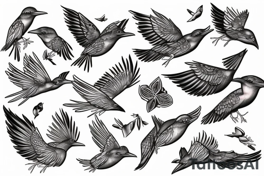 Flying kingfisher bird tattoo idea