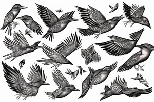 Flying kingfisher bird tattoo idea