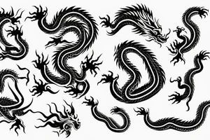 Psp control symbols vertically , with Chinese dragon around it tattoo idea