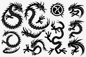 Psp control symbols vertically , with Chinese dragon around it tattoo idea