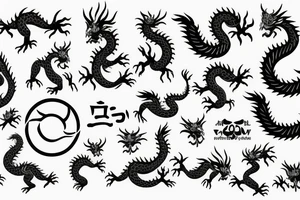 Psp control symbols vertically , with Chinese dragon around it tattoo idea