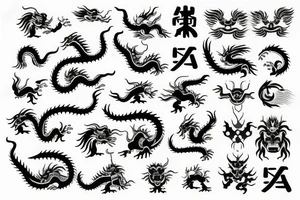 Psp control symbols vertically , with Chinese dragon around it tattoo idea