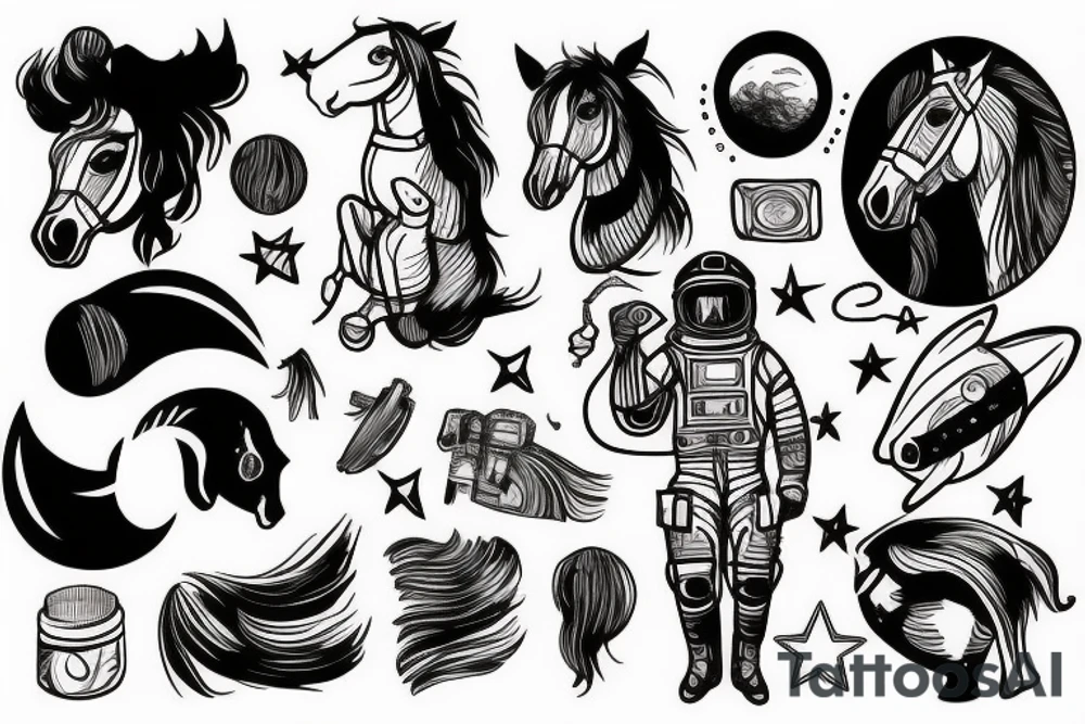 Astronaut sitting in a horse tattoo idea