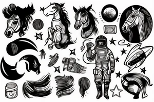 Astronaut sitting in a horse tattoo idea