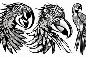 A macaw which is have stone on the biceps. tattoo idea