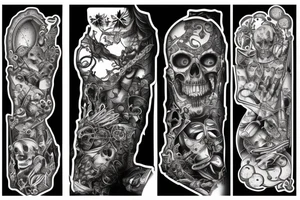 A sleeve of gothic drinks tattoo idea