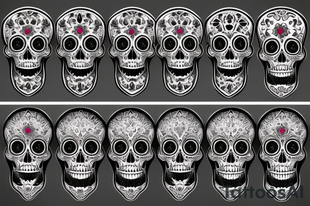 A sleeve of gothic skulls and Dia de los muertos tattoo idea