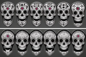 A sleeve of gothic skulls and Dia de los muertos tattoo idea