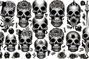 A sleeve of gothic skulls and drinks tattoo idea